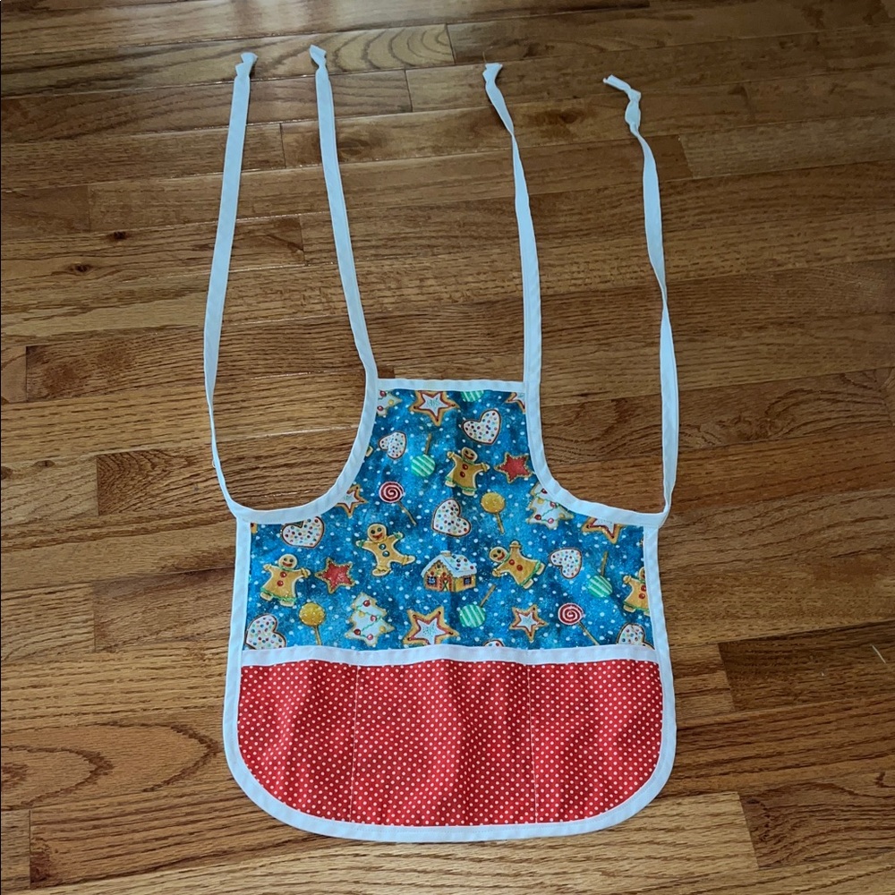 Gingerbread Pattern Kids Bib with Red Accents